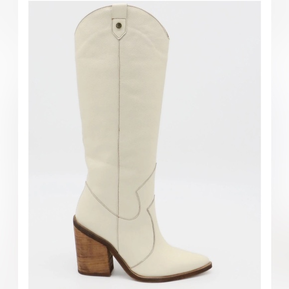 NWOT STIVALI NEW YORK Macao western cowboy boots in off white leather - Picture 8 of 9